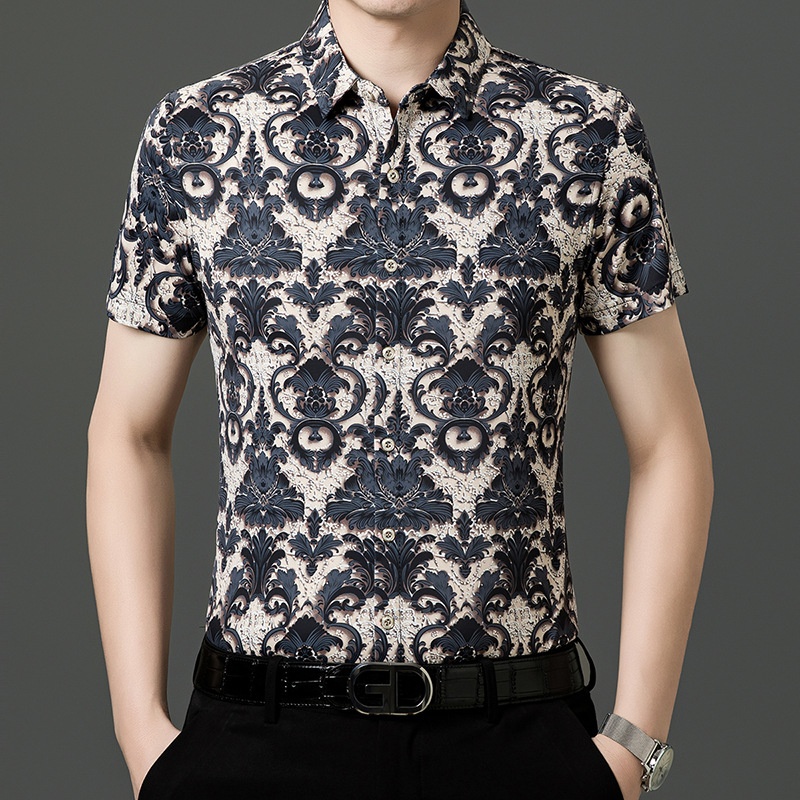 冰絲男提花襯衫