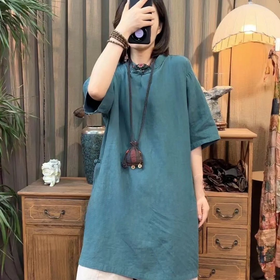 新中式立領連身裙